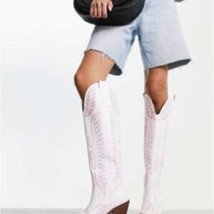 ASOS White Over-the-Knee Western Boots